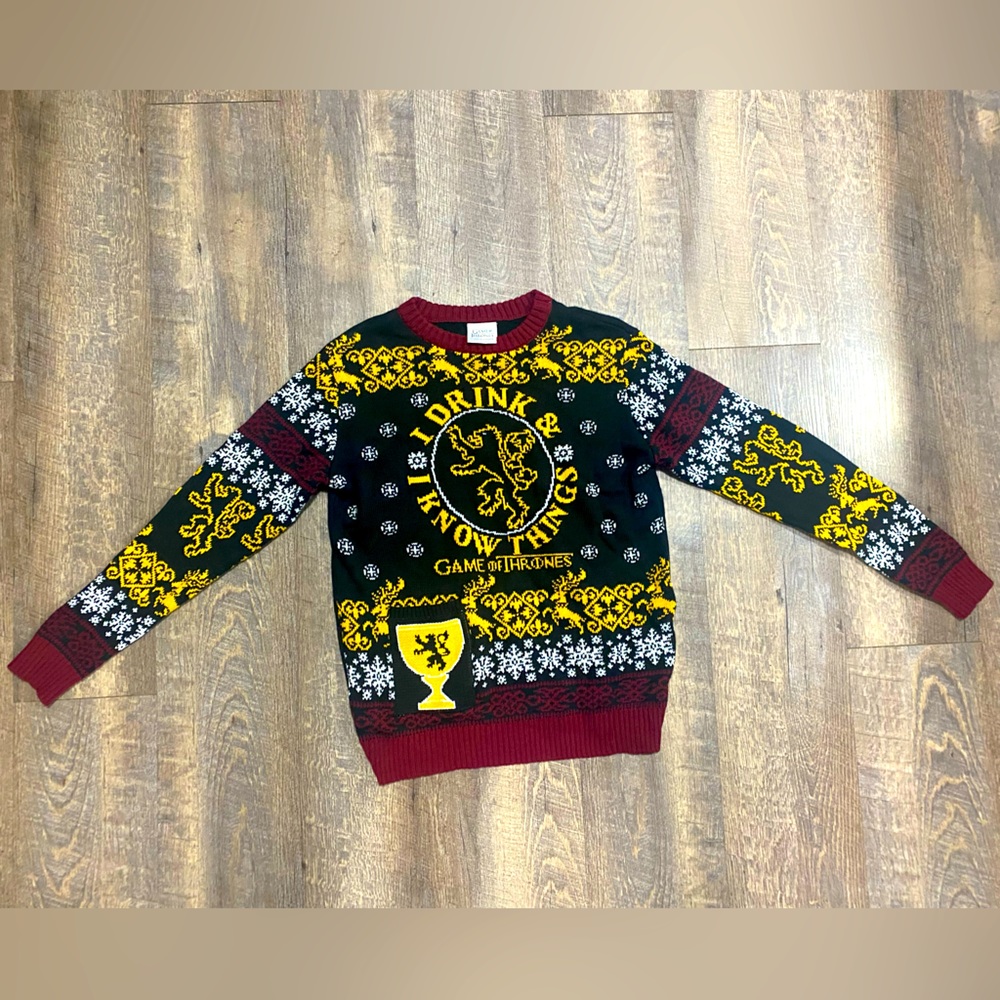 NWT Game of Thrones. GOT I Drink & I Know Things Christmas Sweater Adult S